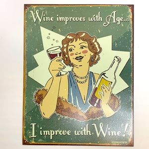Schonberg Sign Art | Retro Heavy Tin Sign | Wine | Drinking Lady | Kitchen Bar
